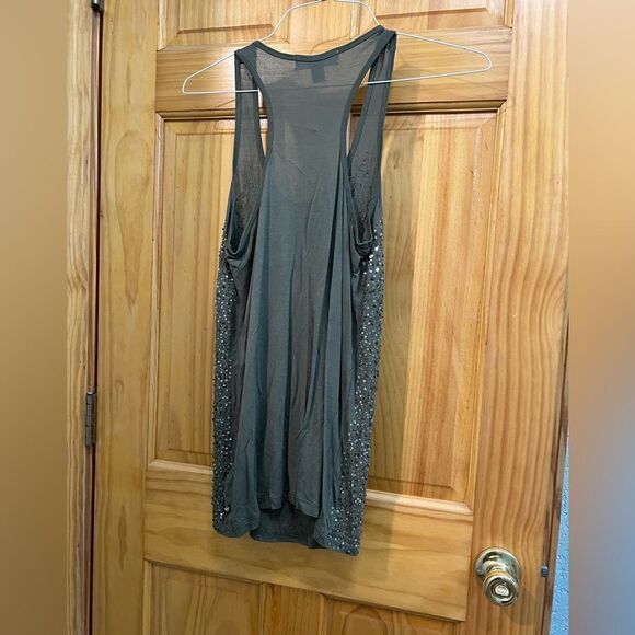 Bundle of 2 Michael Kors sequin & bead embellished tanks green & beige sz S - Picture 7 of 7